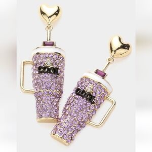 Bling Studded Cool Tumbler Dangle Earrings